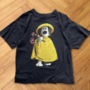 Wallace & Gromit Yellow Raincoat Graphic T-Shirt Cute Cartoon Dog Illustration